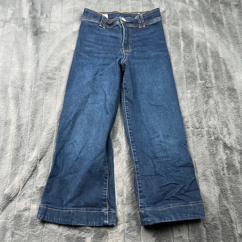 Zara Girls Blue Wide Leg Jeans High Rise Stretch Denim Size 11-12 152cm